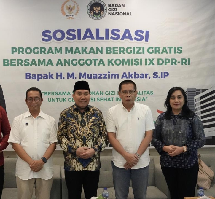 Foto: Wakil Bupati Lotim terpilih H.M.Edwin Hadiwijaya, dan anggota DPR RI bersama BGN Sosialisasi Makan Bergizi Gratis 