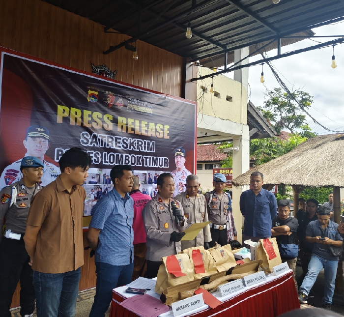 Foto: Pres konfrensi Polres Lotim penangkapan pelaku pembunuh kekasih
