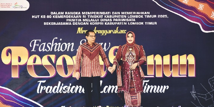 Foto: Wakil Bupati Bersama isteri pada Festival Tenun Khas Lombok Timur sambut HUT RI Ke-80