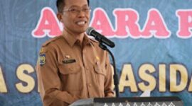 Foto: Sekda Lotim H.M Juaini Taofik, saat memberi sambutan dalam acara pengukuhan LASQI NJ di Pendopo Bupati Lotim