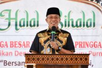 Foto: Sekda H.M. Juaini Taofik, saat hadiri halal bihalal PGRI Cabang Pringgabaya