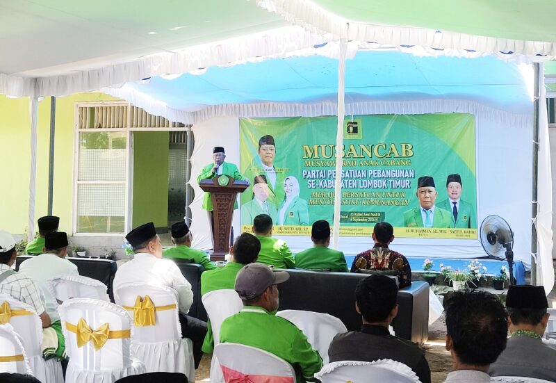 Foto: Ketua DPC PPP Lombok Timur, H.Ruhaiman,SE.,MH., saat Musancab Partai PPP Lombok Timur.